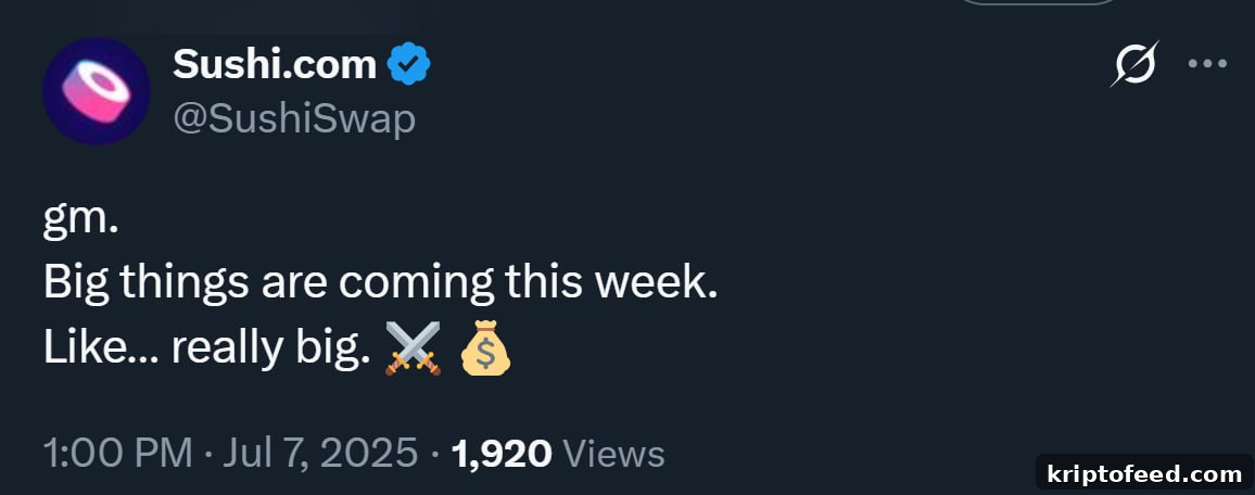 SUSHI Price Turns Bullish as SushiSwap Team Teases Major Reveal 2 SushiSwap X post