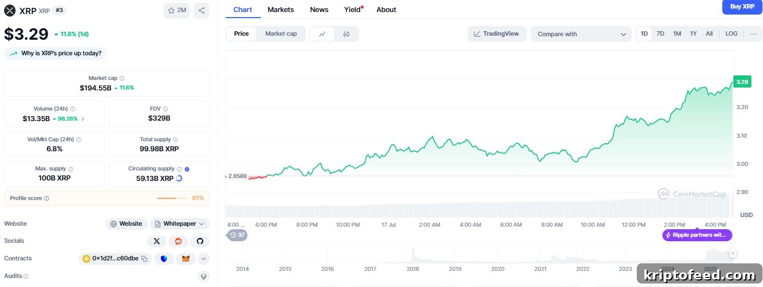 XRP Nears $3.84 All-Time High with 11.6% Daily Gain 2 XRP price