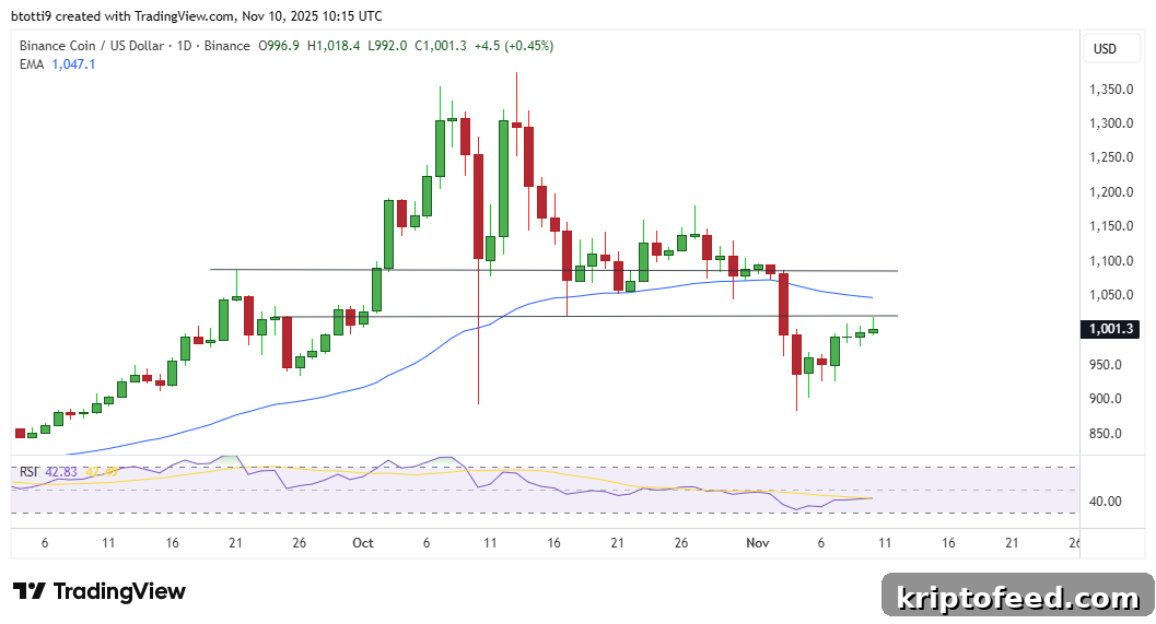 BNB Price Forecast as Bulls Retest the $1,000 Demand Zone 2 BNB Price Chart