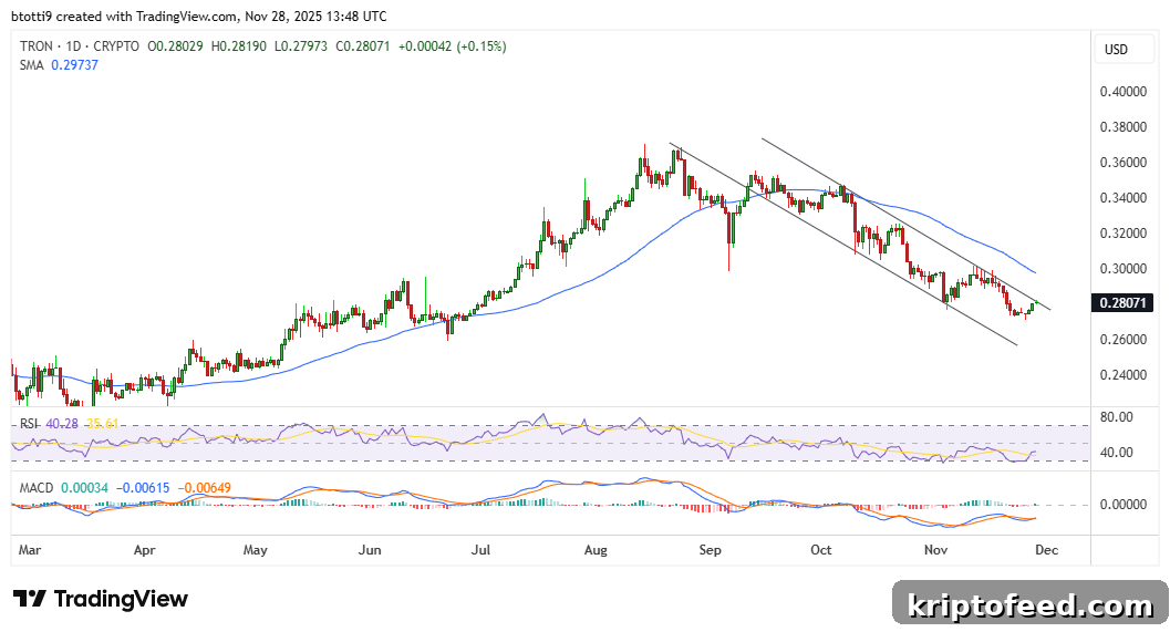 TRON Price Forecast as TRX Hits $0.28 Resistance 2 TRON Price Chart