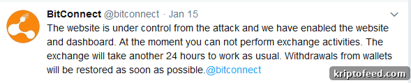 BitConnect Shuts Down Lending and Exchange Platforms — Price Drops 90% 3 Bitconnect DDoS